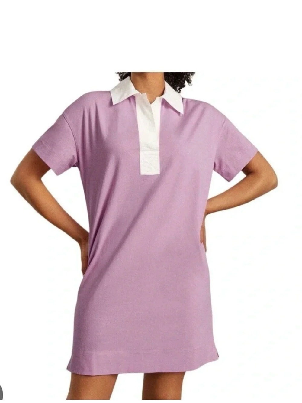 Everlane Polo Organic Cotton SS Collared T Shirt Dress - Size Medium Mauve